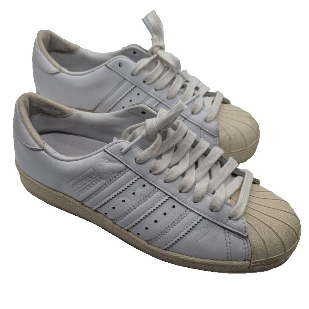 Adidas Superstar 80s Recon Leather Shoe Low 3 Bandes White Beige EE7392 Sz 6.5